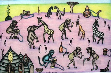 アフリカのダンスセレモニー Oil Paintings